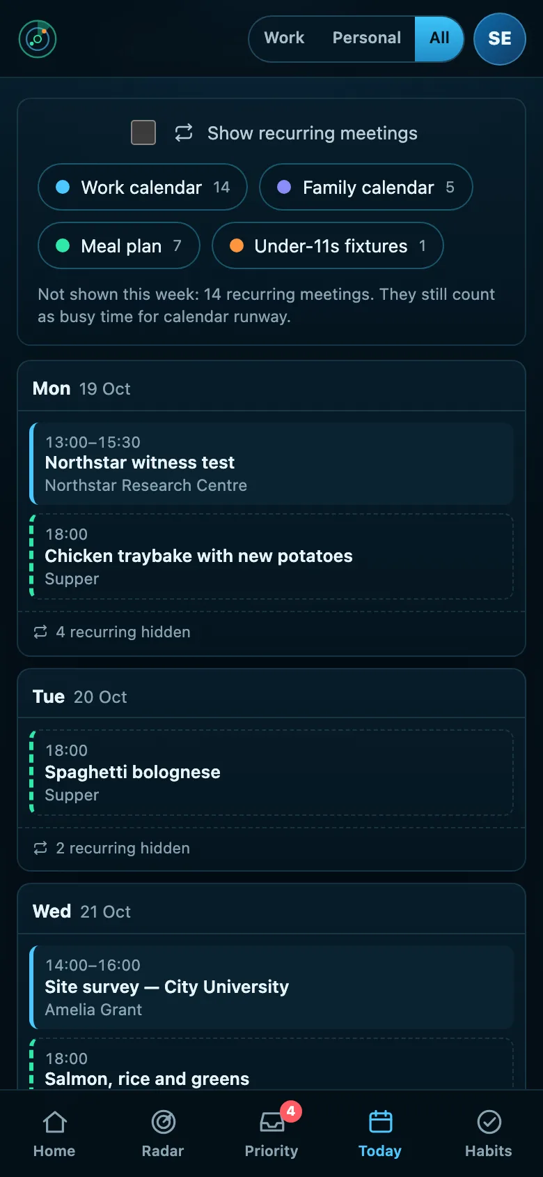 The week on a phone, without the routine.